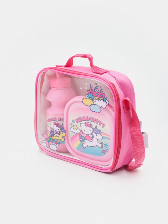 Totul pentru scoala - Gentuta sandwich cu sticla si cutie , Hello Kitty 20x15x8 cm