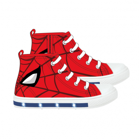 Pantofi sport - Ghete inalte sport din panza cu lumini, Spiderman