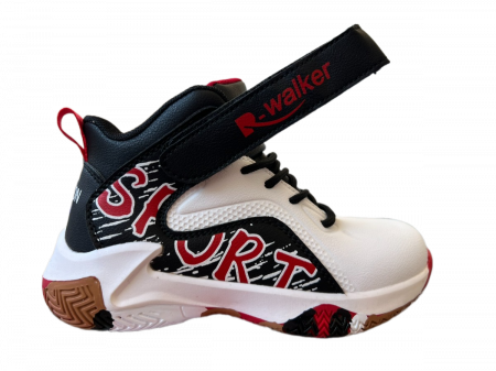 Ghete sport baieti Wker albi negru cu talpa colorata [1]