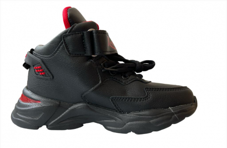 Ghete si cizme copii - Ghete sport unisex Walker negru cu rosu