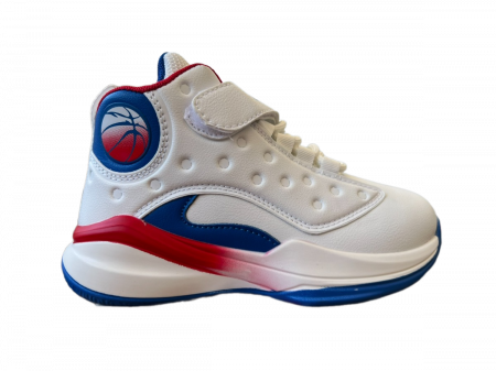 Ghete si cizme copii - Ghete sport unisex Wker Basketball alb cu talpa albastra