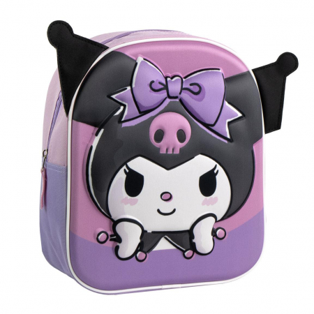 Totul pentru scoala - Ghiozdan gradinita 3D cu urechi , Hello Kitty Kuromi 22x27x10 cm
