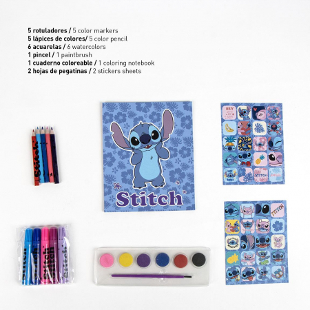 Ghiozdan gradinita Lilo & Stitch cu accesorii de desenat, 23x22x7 cm [1]