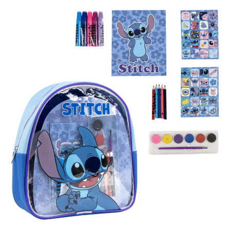 Ghiozdane si genti - Ghiozdan gradinita Lilo & Stitch cu accesorii de desenat, 23x22x7 cm
