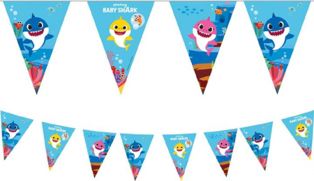 Accesorii petrecere - Ghirlanda cu 9 steaguri Baby Shark, 230 cm