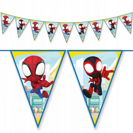 Home&Deco - Ghirlanda cu 9 steaguri Spidey & His Amazing Friends, 230 cm