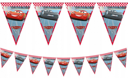 Home&Deco - Ghirlanda cu 9 steaguri Cars, 230 cm