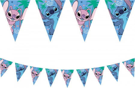 Home&Deco - Ghirlanda cu 9 steaguri Lilo & Stitch, 230 cm