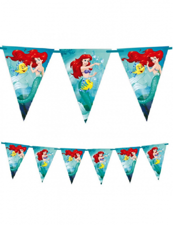 Home&Deco - Ghirlanda cu 9 steaguri Printesele Disney Ariel Mica Sirena, 230 cm