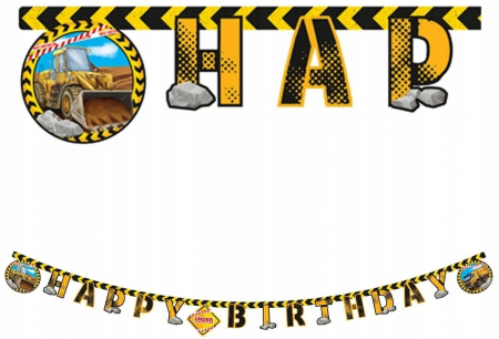 Accesorii petrecere - Ghirlanda decor Utilaje Constructii, Happy Birthday Sign FS, 200 cm
