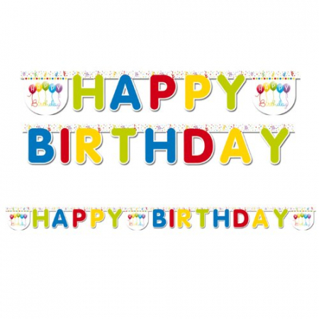 Accesorii petrecere - Ghirlanda decor Happy Birthday Streamers Sign FS, 200 cm