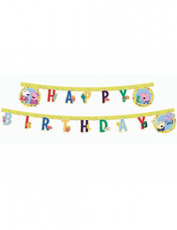 Home&Deco - Ghirlanda decor Peppa Pig Messy Play Happy Birthday Sign FS, 200 cm