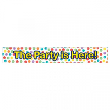 Accesorii petrecere - Banner decor Multicolorwater Dots "The Party is Here" 200 cm