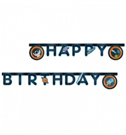 Home&Deco - Ghirlanda decor Rocket Space, Happy Birthday Sign FS, 200 cm
