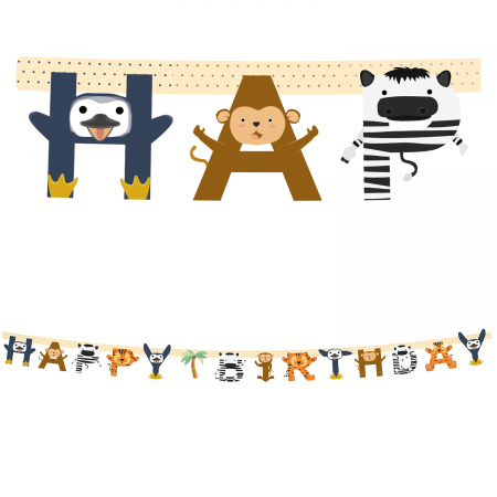 Home&Deco - Ghirlanda decor Zoo, Happy Birthday Sign FS, 200 cm