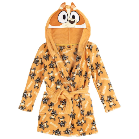 Prosoape si halate de baie copii - Halat baie coral fleece cu gluga si urechi, Bingo Bluey