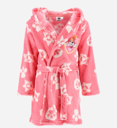 Prosoape si halate de baie copii - Halat baie pentru fete, cu gluga fleece coral Paw Patrol