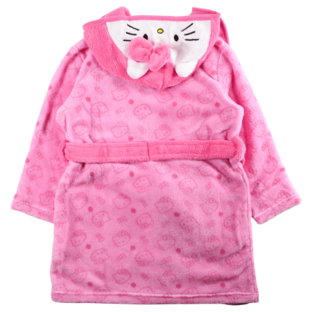 Halat baie cu gluga si urechi fleece coral Hello Kitty Pinky [3]