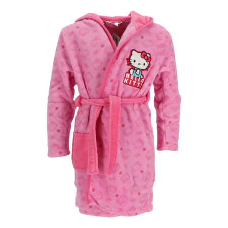 Halat baie cu gluga si urechi fleece coral Hello Kitty Pinky [1]
