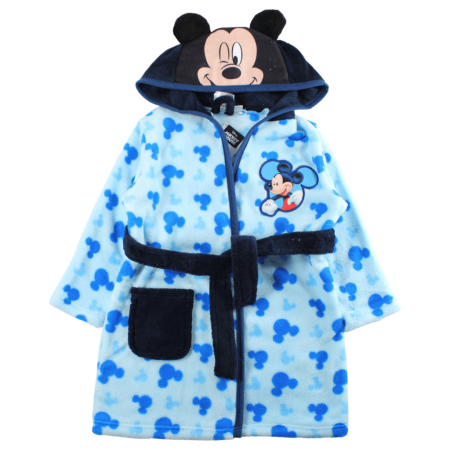 Prosoape si halate de baie copii - Halat baie cu gluga si urechi fleece coral Mickey Mouse Wink