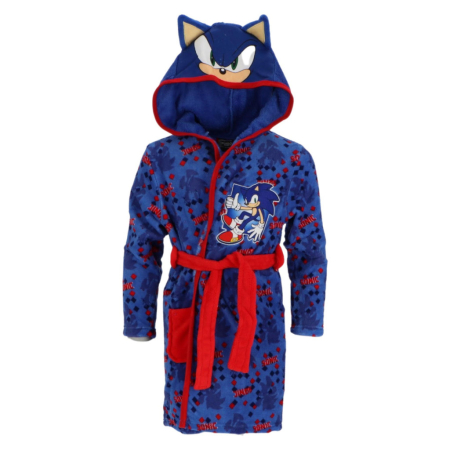 Prosoape si halate de baie copii - Halat baie cu gluga si urechi fleece coral Sonic the Hedgehog Cool