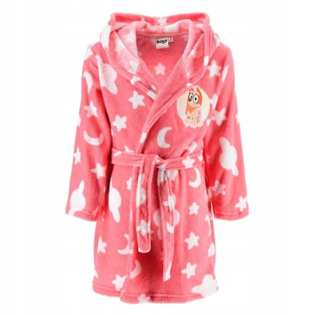 Prosoape si halate de baie copii - Halat baie pentru fete, cu gluga fleece coral Bluey