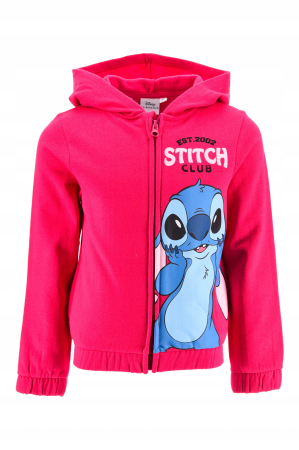 Hanorace copii - Hanorac fucsia cu maneca lunga, fermoar și gluga Stitch