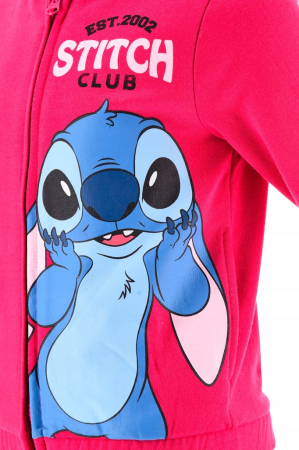 Hanorac fucsia cu maneca lunga, fermoar și gluga Stitch [3]