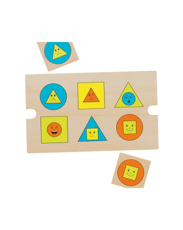 Jucarii din lemn - Joc Funny Faces forme geometrice