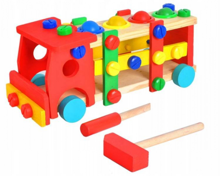 Jocuri si jucarii - Jucarie din lemn, Set de constructie pentru copii Camion