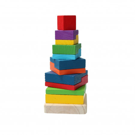 Jucarie educativa din lemn, Turn multicolor de stivuire, 12 piese [3]