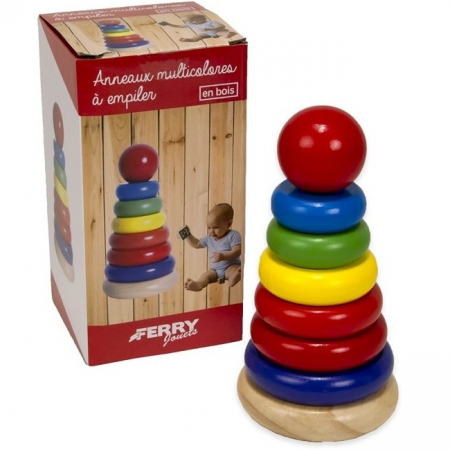 Jucarie educativa din lemn, Turn multicolor de stivuire, 8 piese [1]