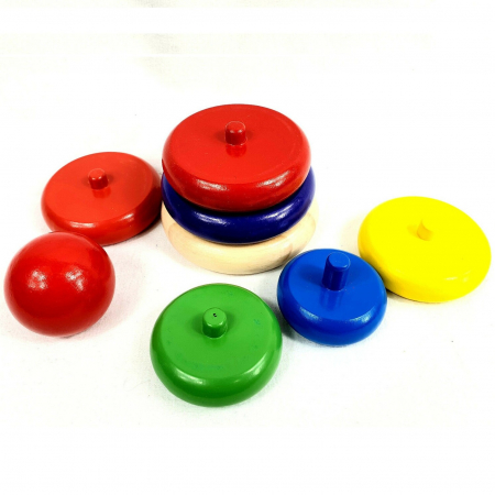 Jucarie educativa din lemn, Turn multicolor de stivuire, 8 piese [4]
