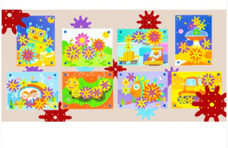 Jucarie educativa puzzle creativ Gear DYI cu valiza si surubelnita [6]