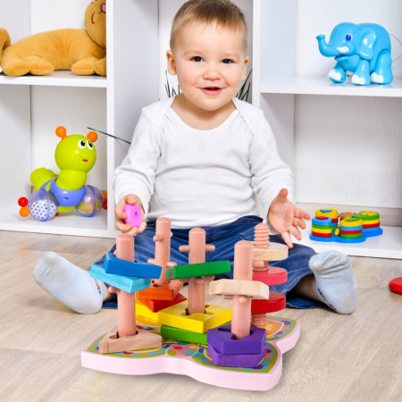 Jucarie educativa puzzle sortator din lemn 15 piese [7]
