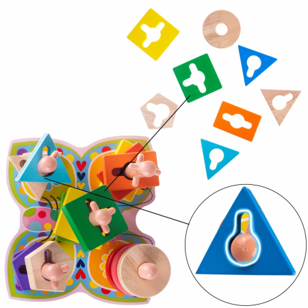Jucarie educativa puzzle sortator din lemn 15 piese [12]