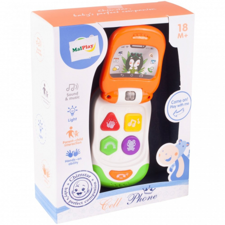Jucarie Interactiva tip Telefon, diferite Sunete si Melodii, portocaliu [3]