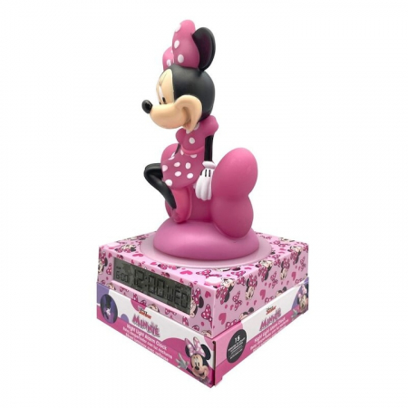 Lampa de veghe 3D, Minnie Mouse, cu ceas si data, 25x13,5x13cm [2]