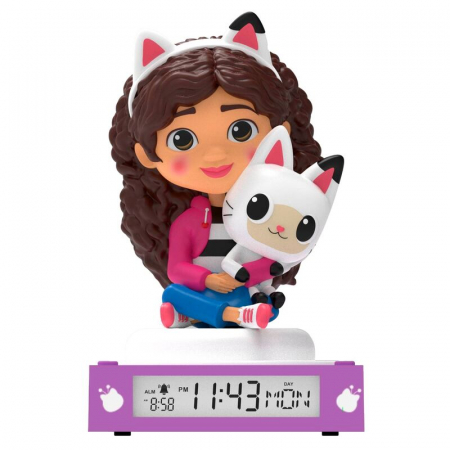 Home&Deco - Lampa de veghe cu ceas si data Gabby's Dollhouse 3D, 21,4x13x13cm