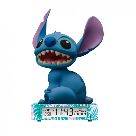 Veioze si lampi - Lampa de veghe cu ceas si data Lilo & Stitch 3D, 21,4x13x13cm