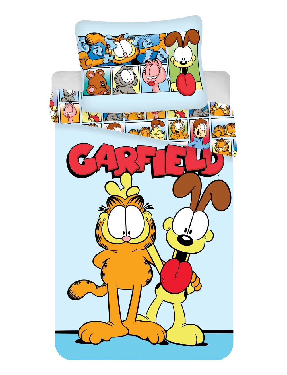 Home&Deco - Lenjerie de pat copii bumbac Garfield 2 piese 100x140 cm, 40x45 cm