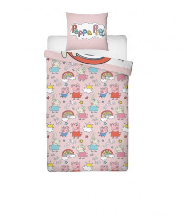 Lenjerie de pat microfibra copii Peppa Pig, 2 piese 140x200 cm, 63x63 cm [2]