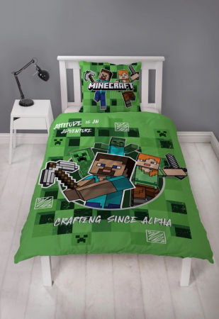 Lenjerie de pat microfibra copii Minecraft Crafting, 2 piese 140x200 cm, 63x63 cm [3]