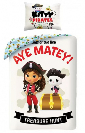 Home&Deco - Lenjerii de pat copii, bumbac, Gabby's Dollhouse Pirates, 2 piese 140x200 cm, 70x90 cm