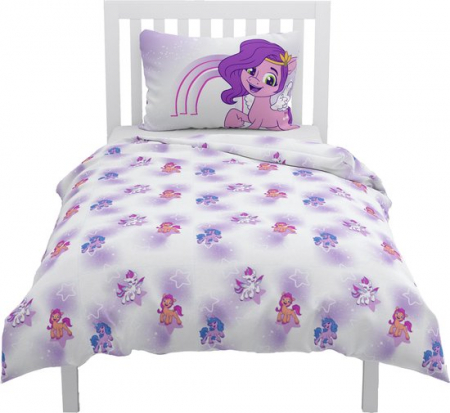 Lenjerii si huse patut - Lenjerii de pat copii, My Little Pony Rainbow 2 piese 140x200 cm, 60x70 cm