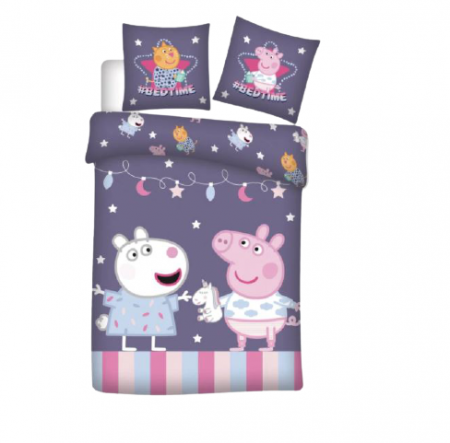 Home&Deco - Lenjerii de pat copii, Peppa Pig Glow in Dark Bedtime 2 piese 100x135, 40x60 cm