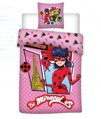 Home&Deco - Lenjerii de pat copii, Miraculous 2 piese 100x135, 40x60 cm
