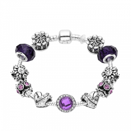 Bijuterii dama - Bratara Charm cu 11 charmuri si lantisor de siguranta