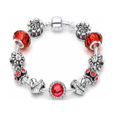 Bijuterii dama - Martisor bratara metal 11 charm rosu