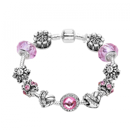 Bijuterii dama - Bratara Charm cu 11 charmuri si lantisor de siguranta